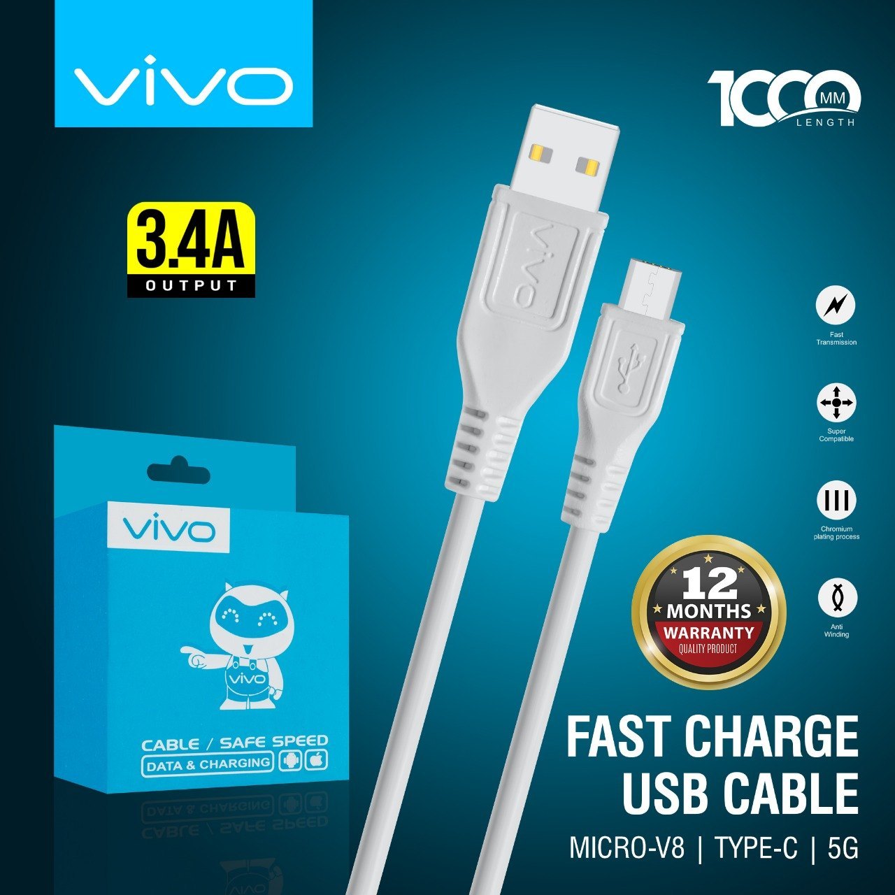Vivo Micro USB Fast Charging Cable